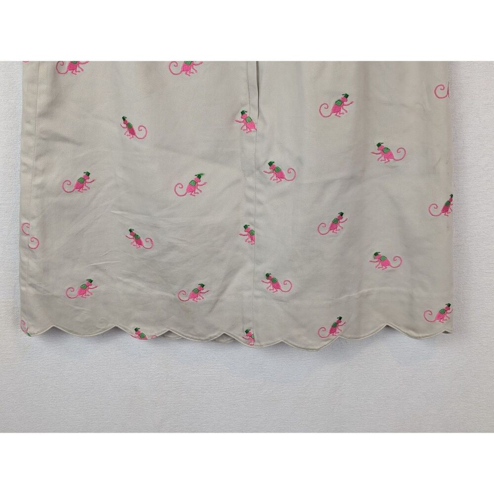 Lilly Pulitzer Monkey Embroidered Lined Tan/Khaki Skirt Women's Size 8 - Picture 7 of 13
